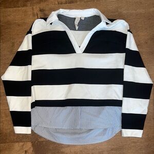 Anthropologie Black and White Striped Blouse